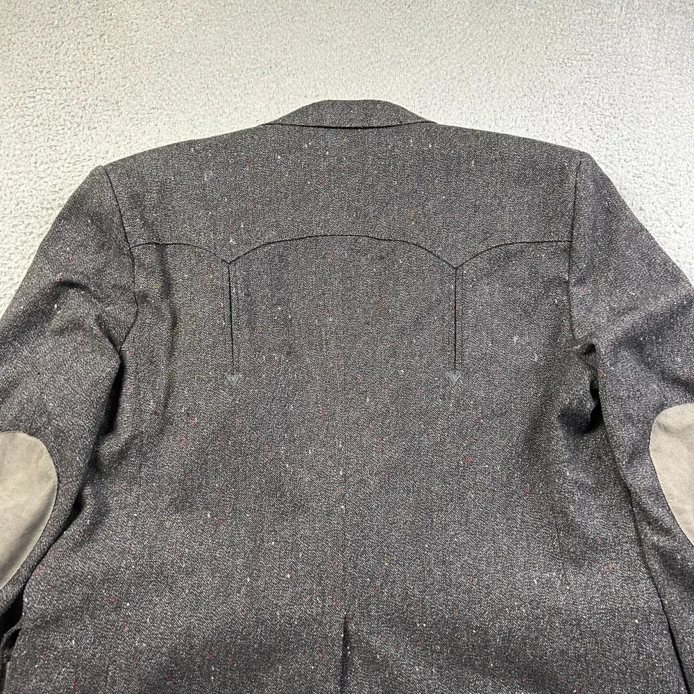 Circle S Mens Blazer Sport Coat Jacket Gray Flecked Elbow Patches USA Made 46R